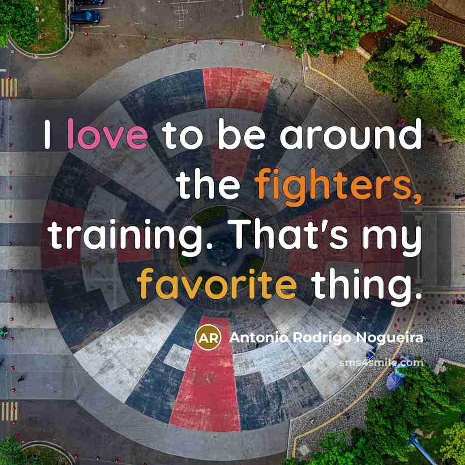 “I love to be around the fighters, training. That's my…” quote by Antonio Rodrigo Nogueira