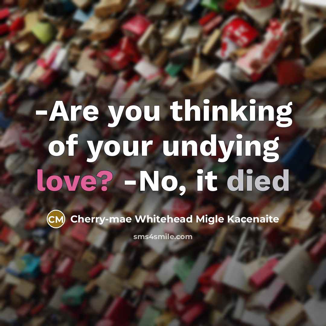 “-Are you thinking of your undying love? -No, it died” quote by Cherry-mae Whitehead Migle Kacenaite