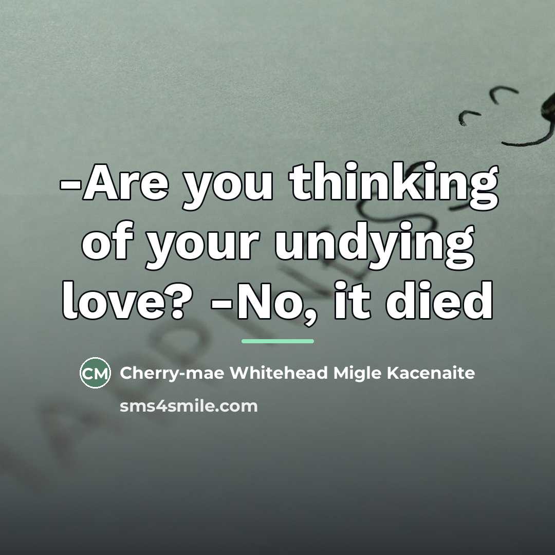 “-Are you thinking of your undying love? -No, it died…” quote by Cherry-mae Whitehead Migle Kacenaite