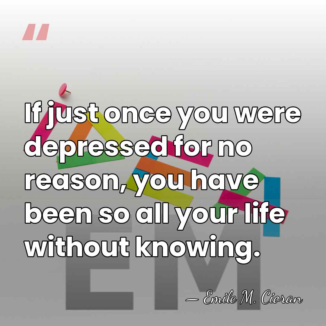 If just once you were depressed for no reason, you have been&hellip; - Emile M. Cioran
