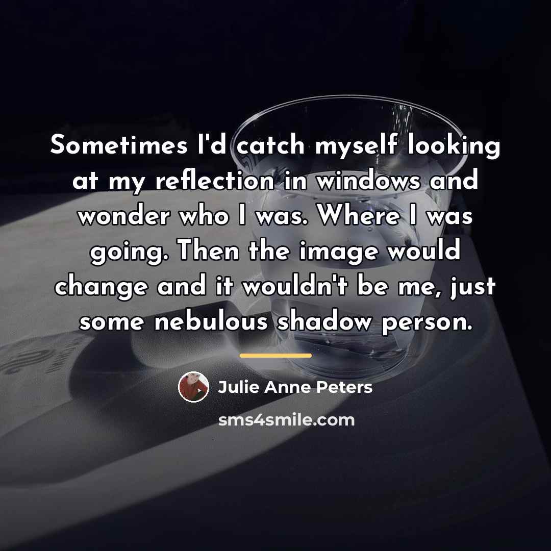 “Sometimes I'd catch myself looking at my reflection in windows…” quote by Julie Anne Peters