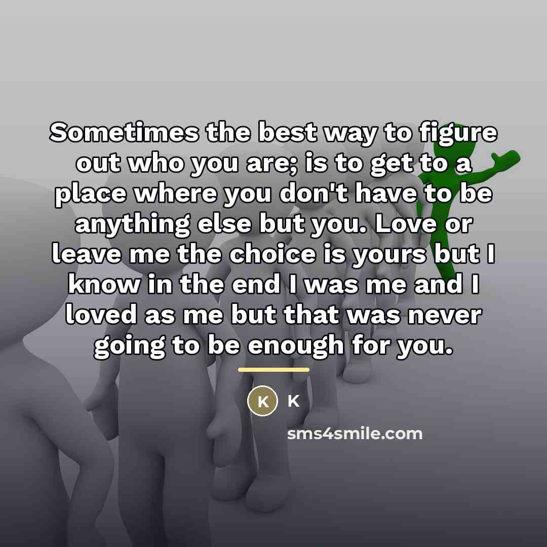 “Sometimes the best way to figure out who you are;…” quote by K