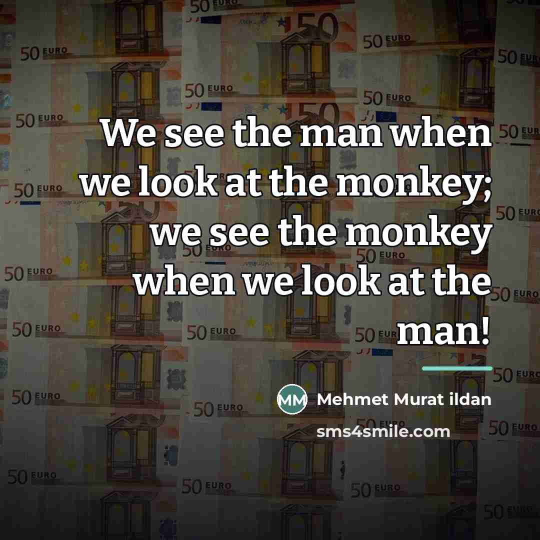“We see the man when we look at the monkey;…” quote by Mehmet Murat Ildan