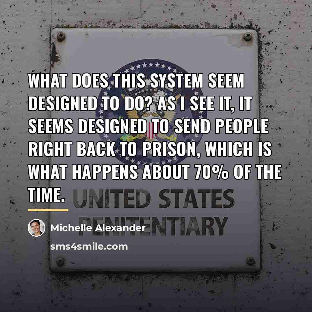 “What does this system seem designed to do? As I…” quote by Michelle Alexander