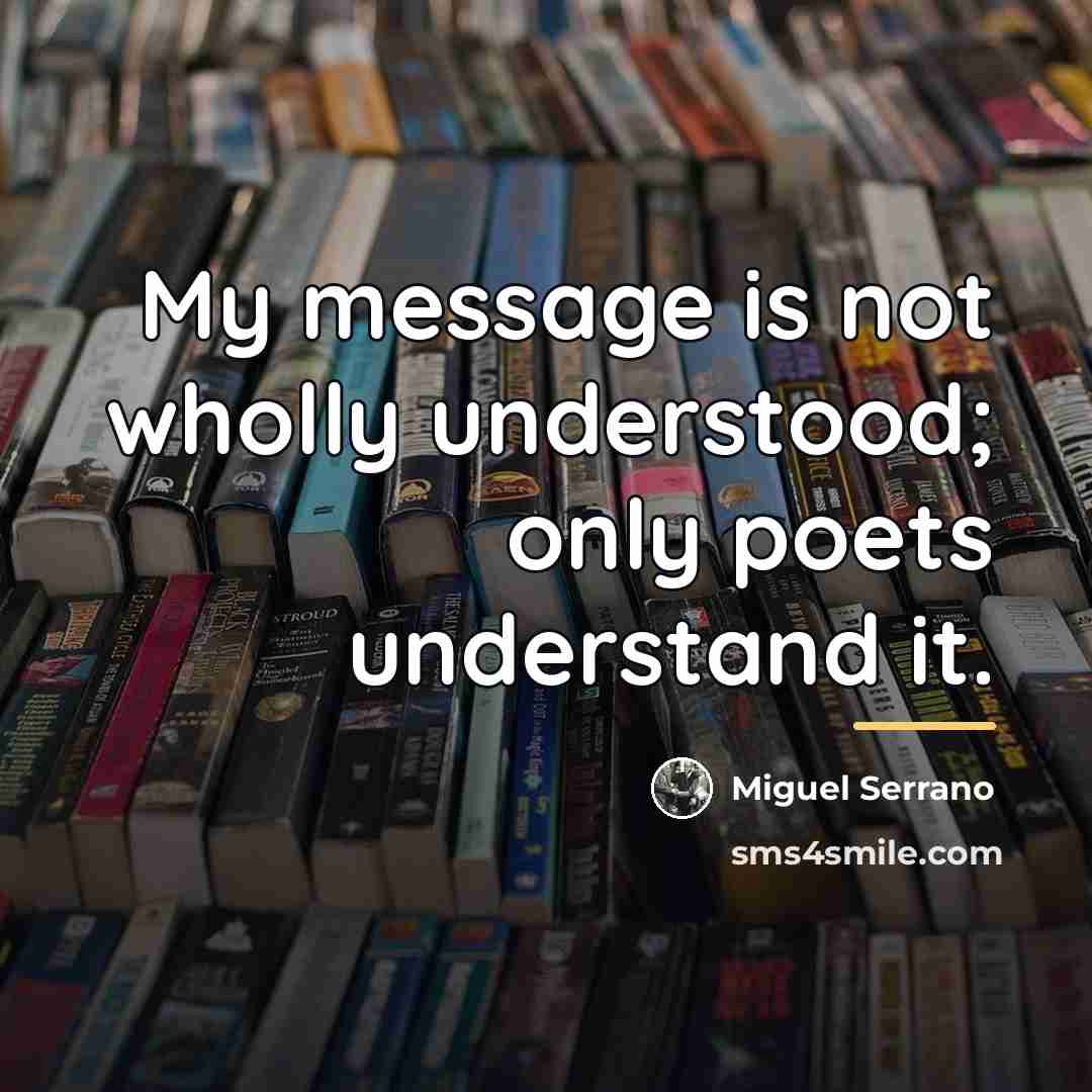 “My message is not wholly understood; only poets understand it.…” quote by Miguel Serrano