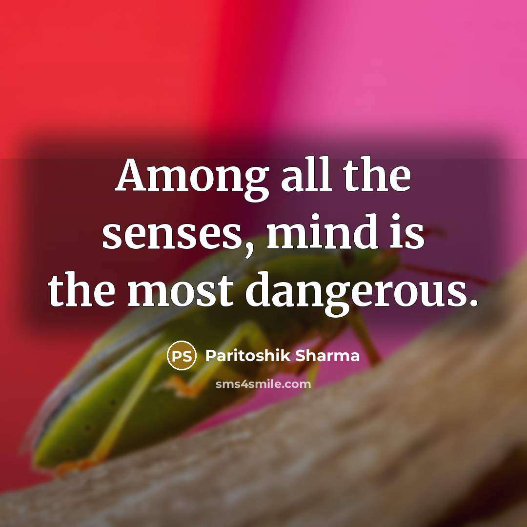 “Among all the senses, mind is the most dangerous.…” quote by Paritoshik Sharma