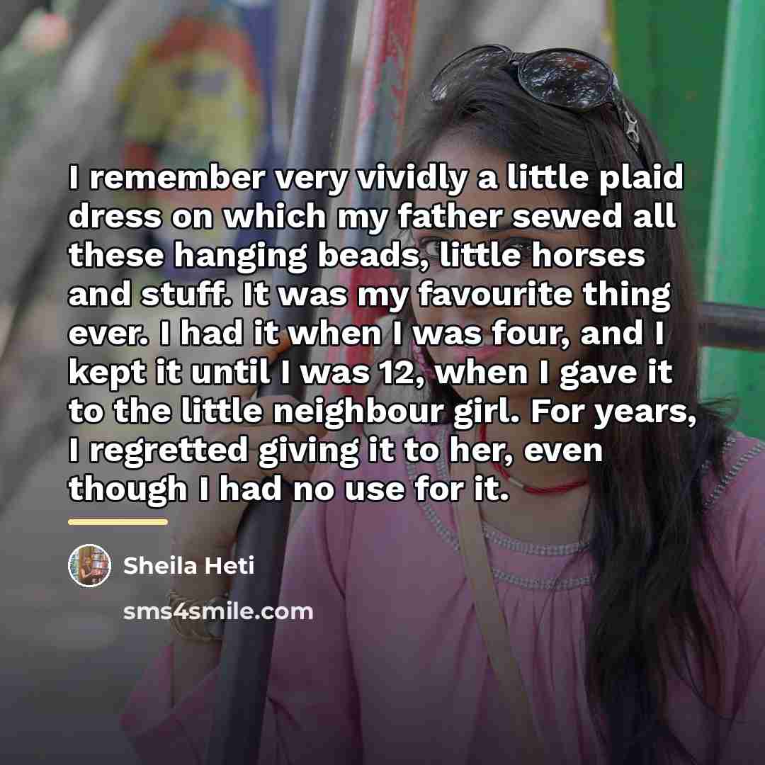 “I remember very vividly a little plaid dress on which…” quote by Sheila Heti