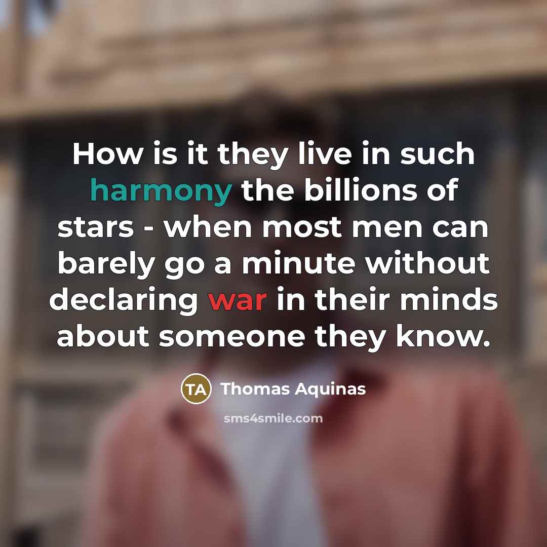 “How is it they live in such harmony the billions…” quote by Thomas Aquinas