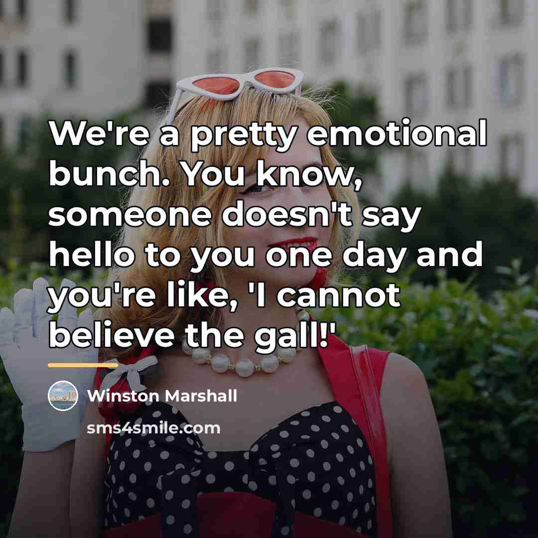 “We're a pretty emotional bunch. You know, someone doesn't say…” quote by Winston Marshall