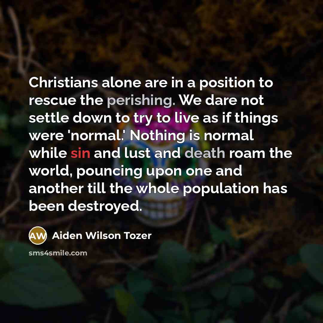 “Christians alone are in a position to rescue the perishing.…” quote by Aiden Wilson Tozer