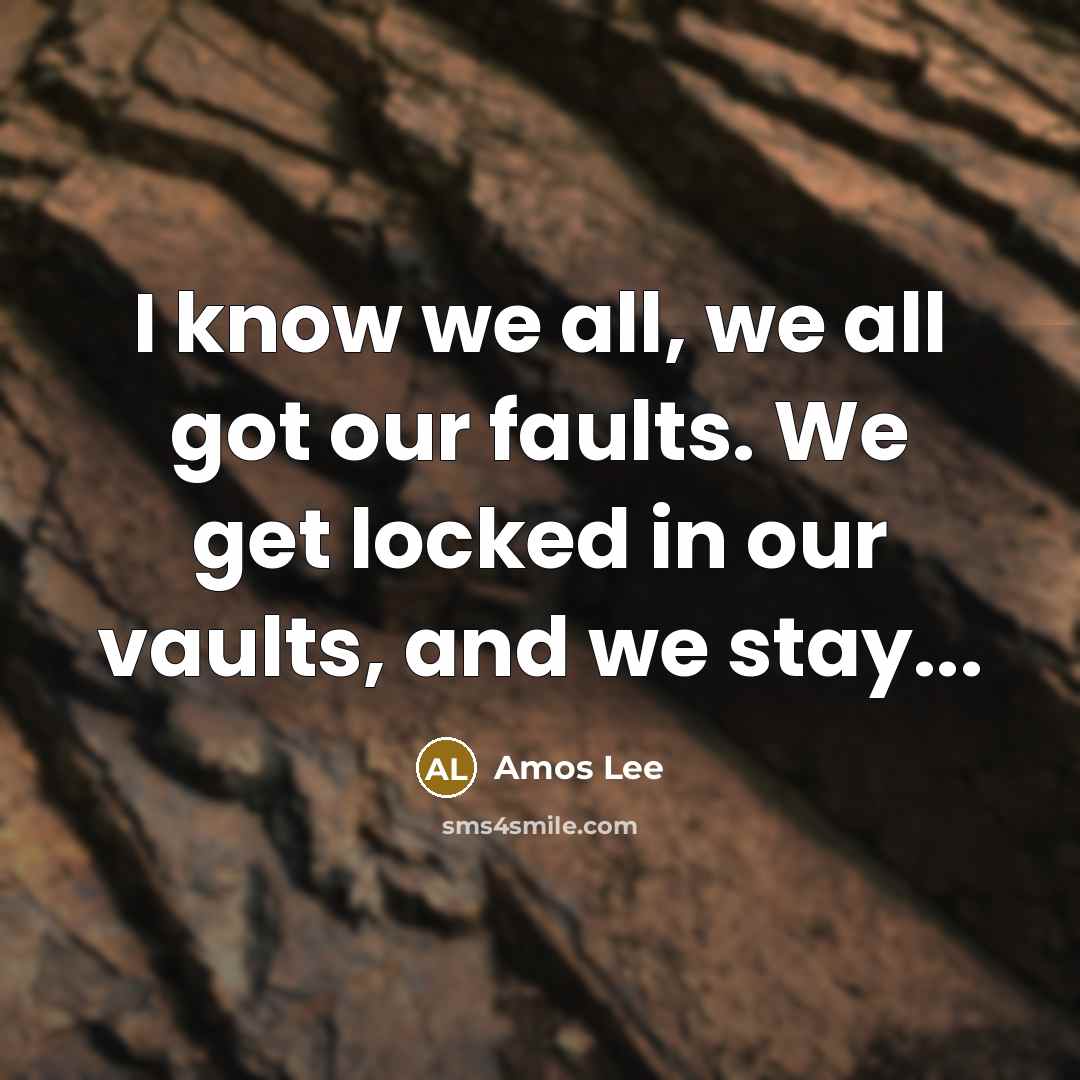 “I know we all, we all got our faults. We get locked in our vaults, and we stay...” quote by Amos Lee