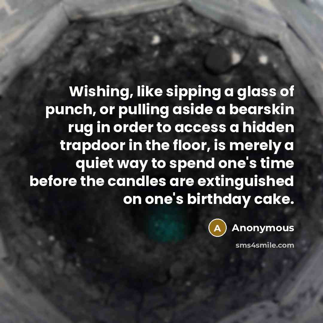 “Wishing, like sipping a glass of punch, or pulling aside…” quote by Anonymous