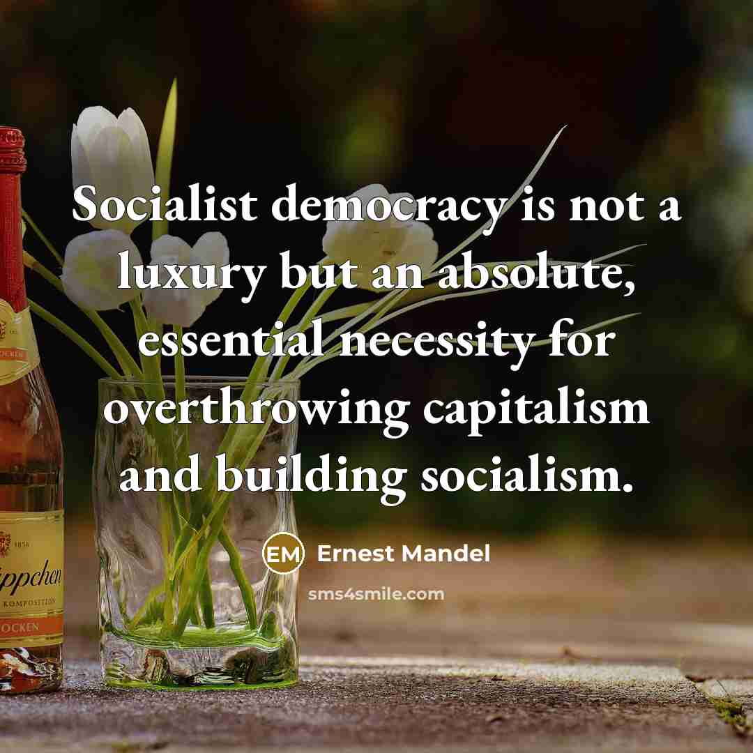 “Socialist democracy is not a luxury but an absolute, essential…” quote by Ernest Mandel