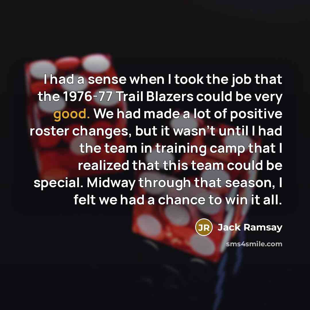 “I had a sense when I took the job that…” quote by Jack Ramsay
