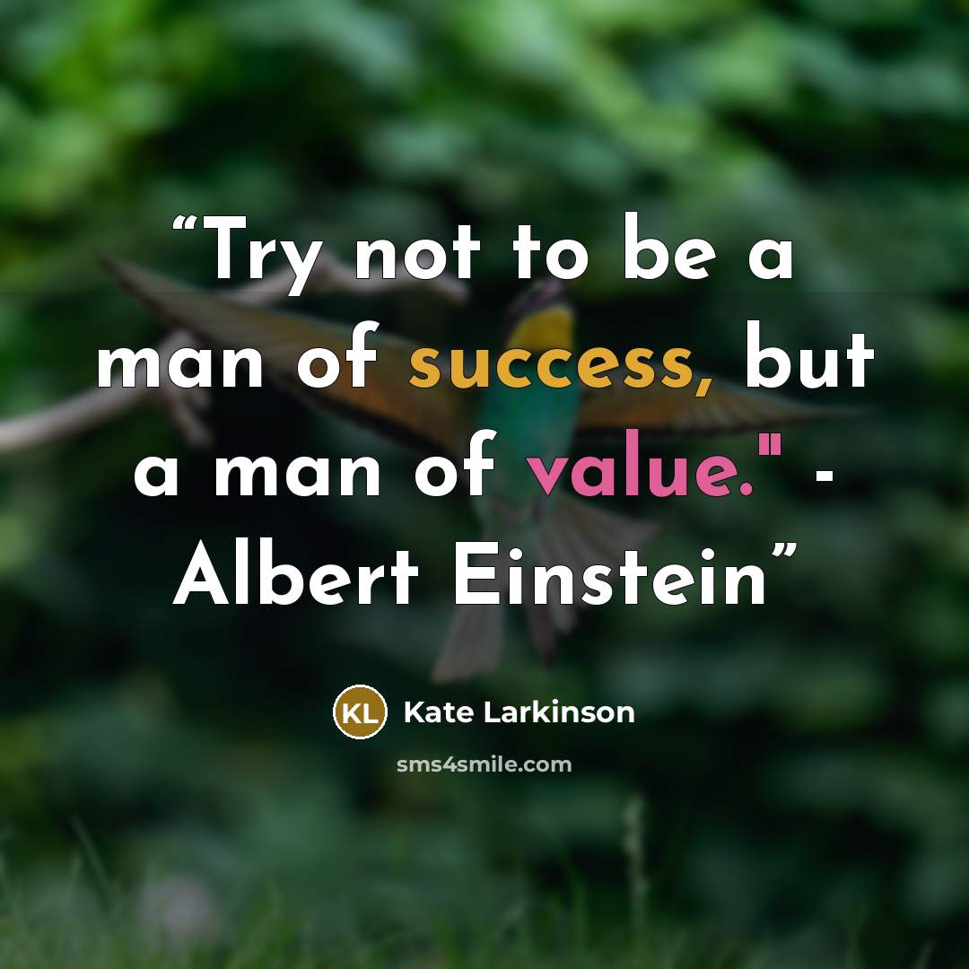 “Try not to be a man of success, but a man of value." - Albert Einstein” quote by Kate Larkinson