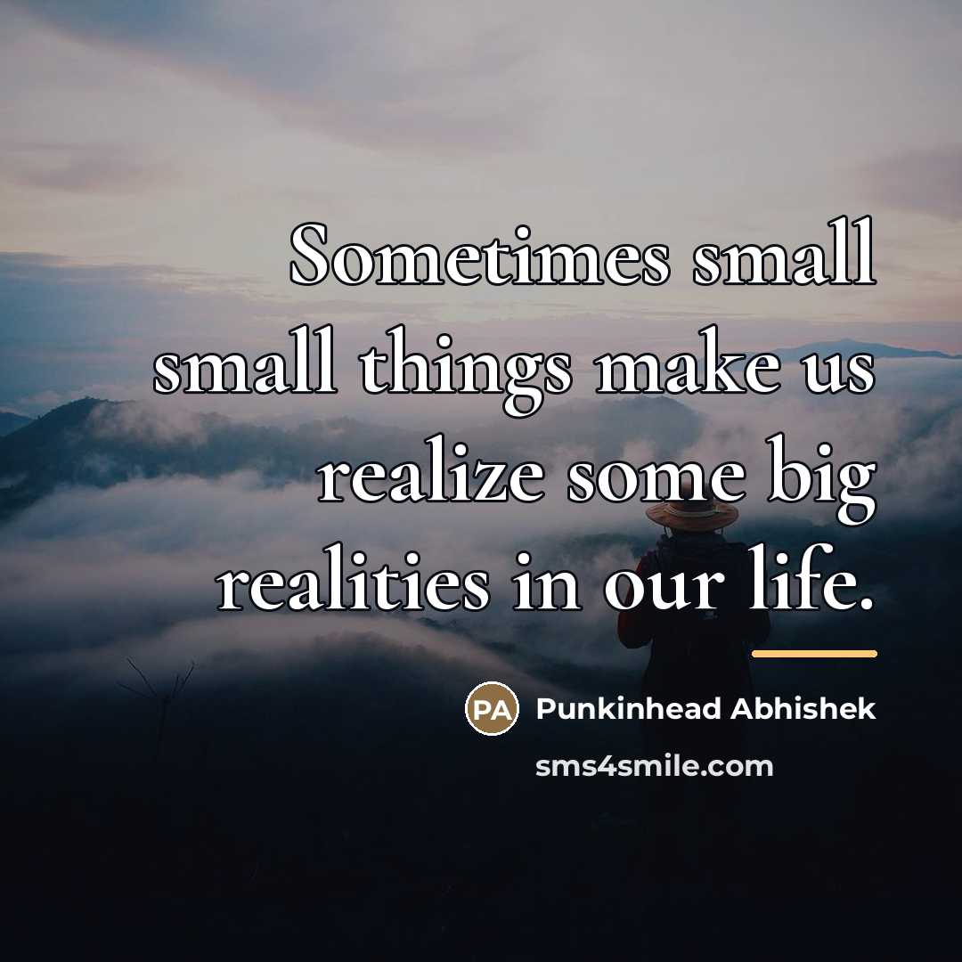 “Sometimes small small things make us realize some big realities…” quote by Punkinhead Abhishek