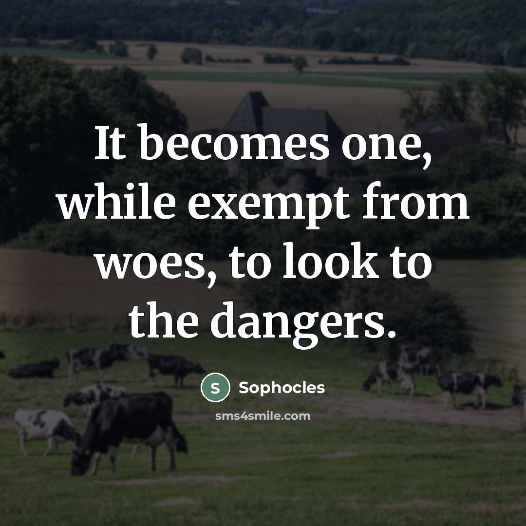 “It becomes one, while exempt from woes, to look to…” quote by Sophocles