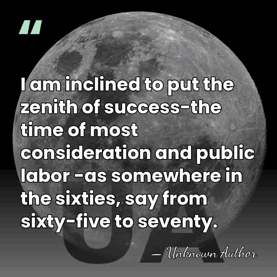 I am inclined to put the zenith of success-the time of most&hellip; - Unknown Author