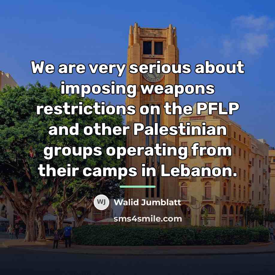 “We are very serious about imposing weapons restrictions on the…” quote by Walid Jumblatt