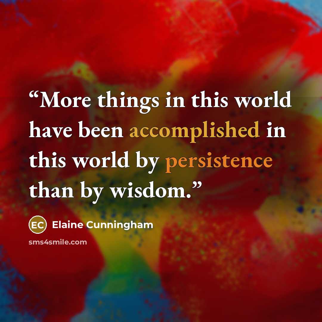 “More things in this world have been accomplished in this world by persistence than by wisdom.” quote by Elaine Cunningham