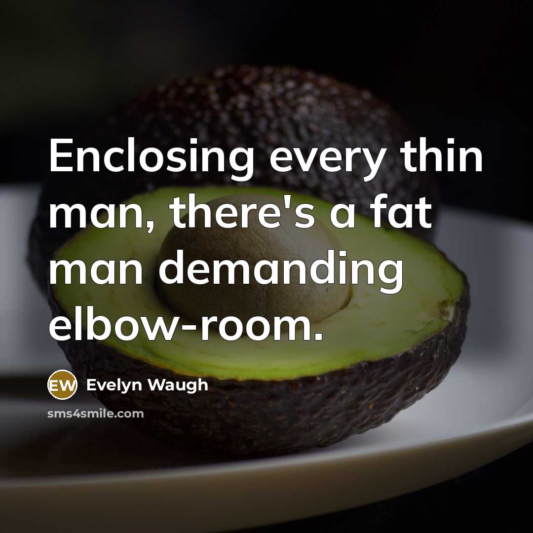 “Enclosing every thin man, there's a fat man demanding elbow-room.…” quote by Evelyn Waugh