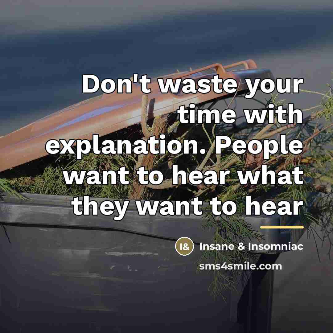 “Don't waste your time with explanation. People want to hear…” quote by Insane & Insomniac