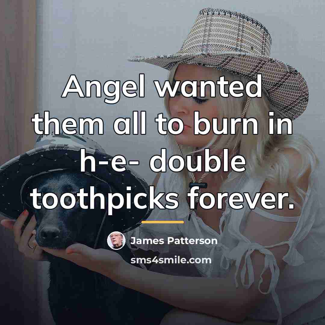 “Angel wanted them all to burn in h-e- double toothpicks…” quote by James Patterson