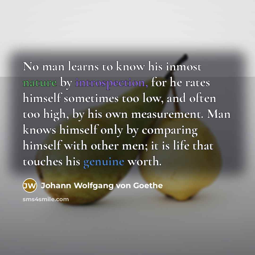 “No man learns to know his inmost nature by introspection,…” quote by Johann Wolfgang von Goethe
