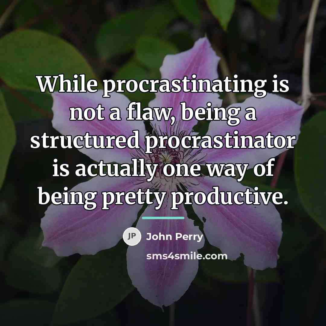 “While procrastinating is not a flaw, being a structured procrastinator…” quote by John Perry