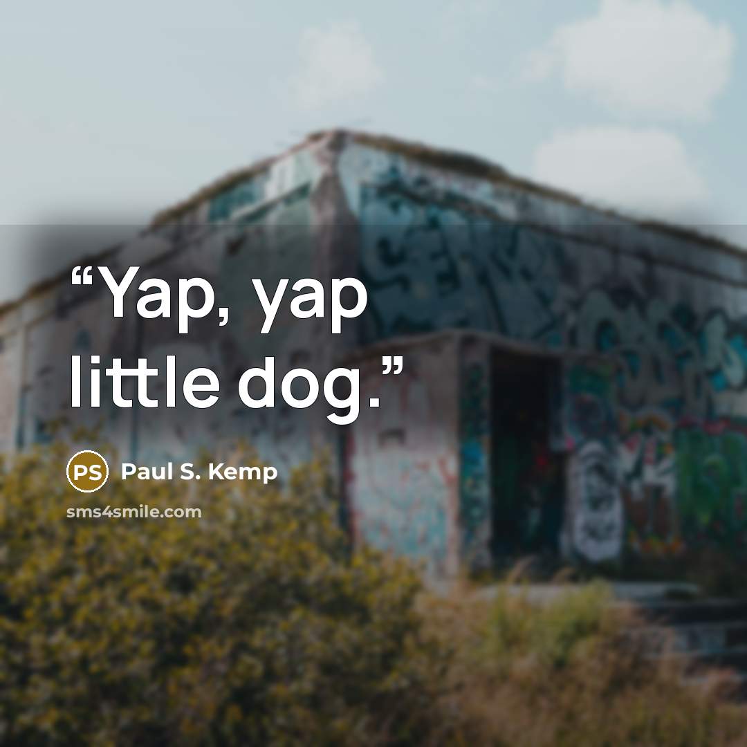 “Yap, yap little dog.” quote by Paul S. Kemp