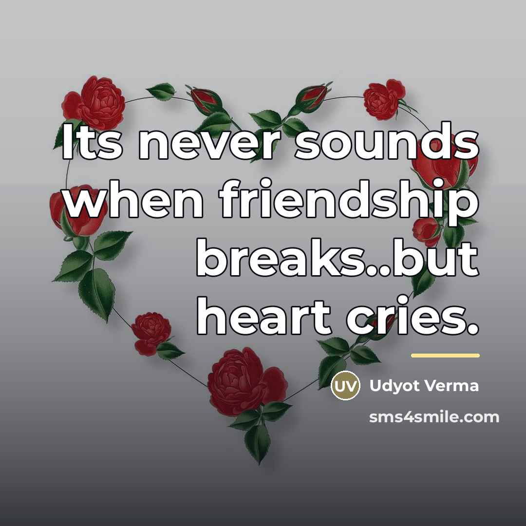 “Its never sounds when friendship breaks..but heart cries.…” quote by Udyot Verma