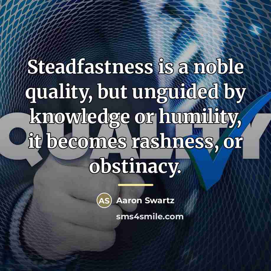 “Steadfastness is a noble quality, but unguided by knowledge or…” quote by Aaron Swartz