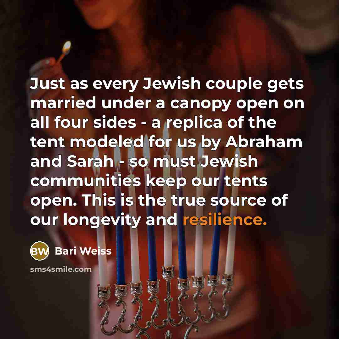 “Just as every Jewish couple gets married under a canopy…” quote by Bari Weiss