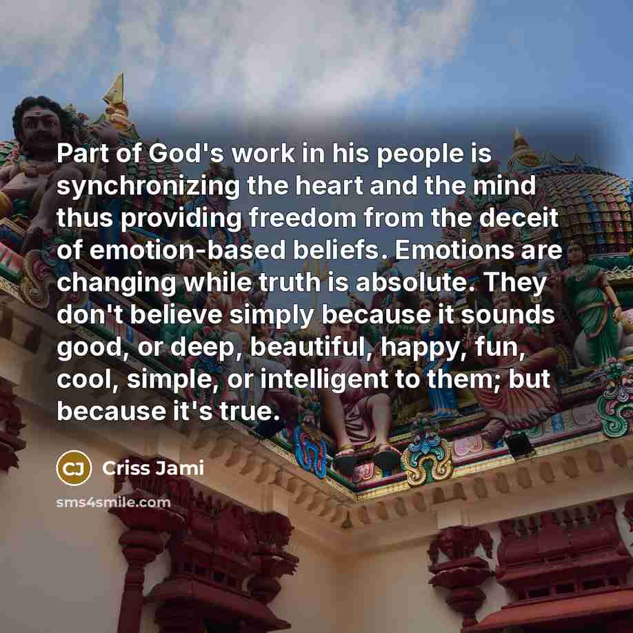 “Part of God's work in his people is synchronizing the…” quote by Criss Jami