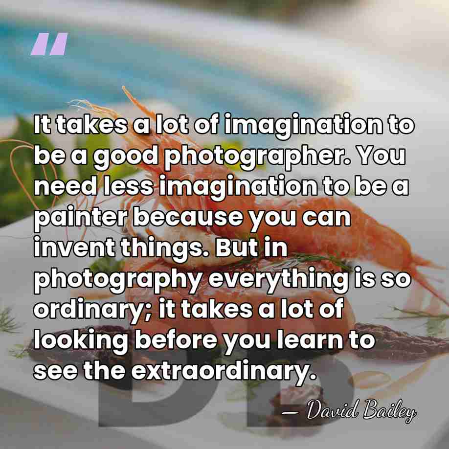 It takes a lot of imagination to be a good photographer. You&hellip; - David Bailey