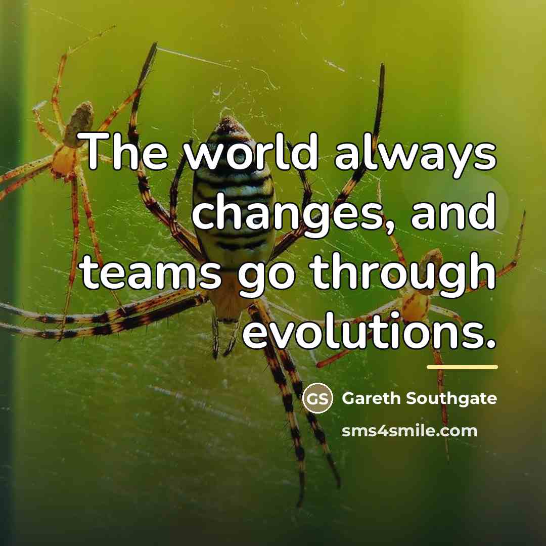 “The world always changes, and teams go through evolutions.…” quote by Gareth Southgate