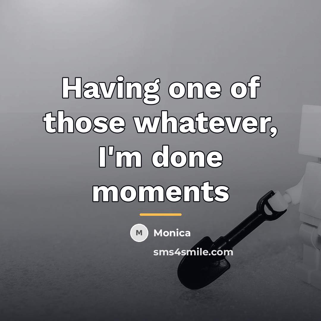 “Having one of those whatever, I'm done moments…” quote by Monica