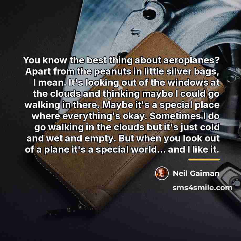 “You know the best thing about aeroplanes? Apart from the…” quote by Neil Gaiman