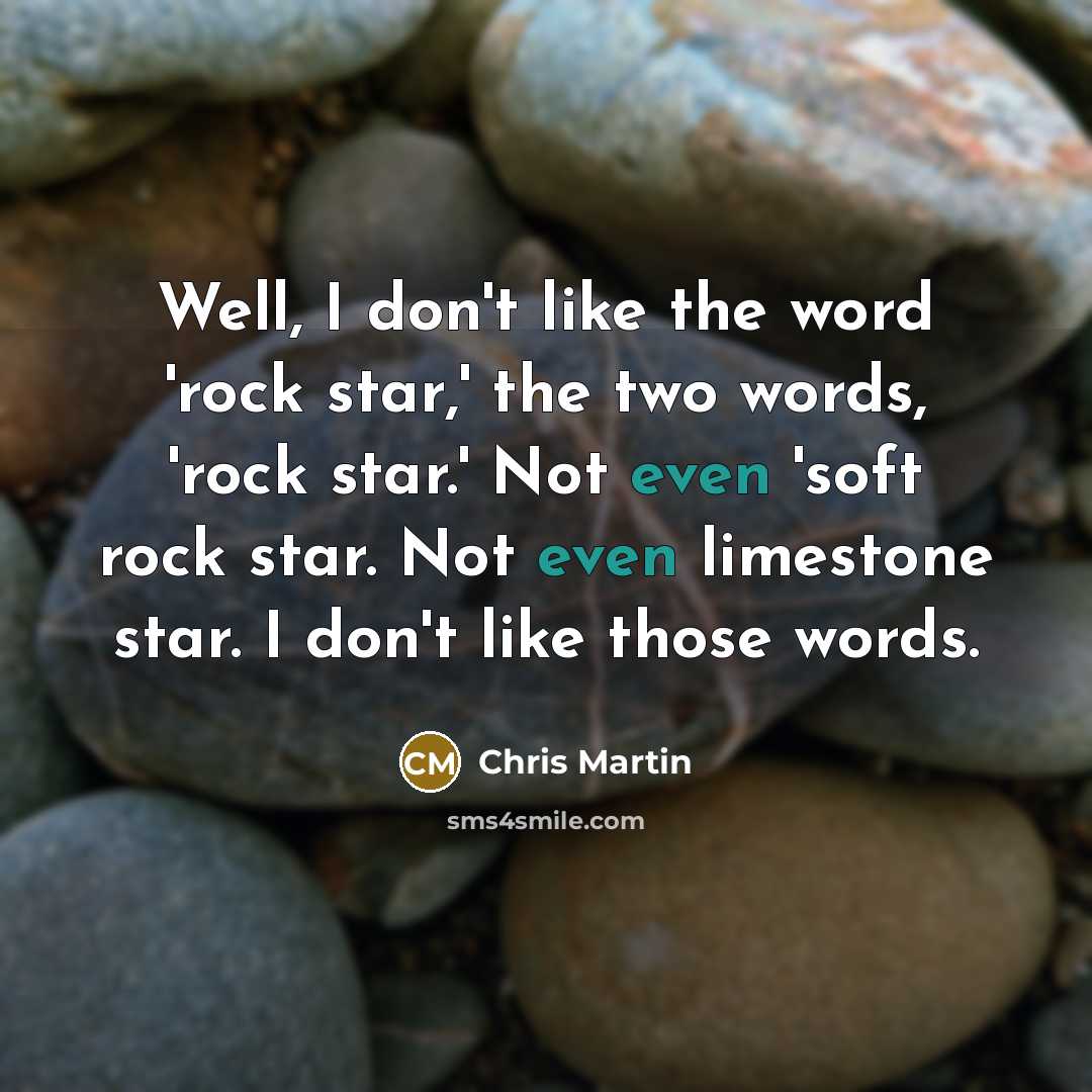 “Well, I don't like the word 'rock star,' the two…” quote by Chris Martin
