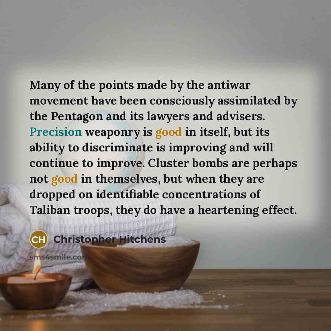 “Many of the points made by the antiwar movement have…” quote by Christopher Hitchens