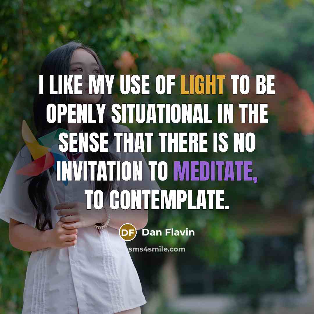 “I like my use of light to be openly situational…” quote by Dan Flavin