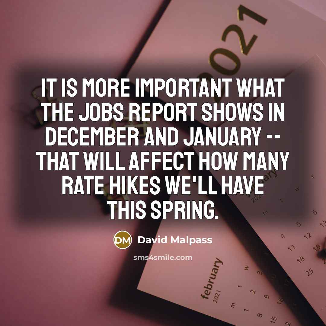 “It is more important what the jobs report shows in…” quote by David Malpass