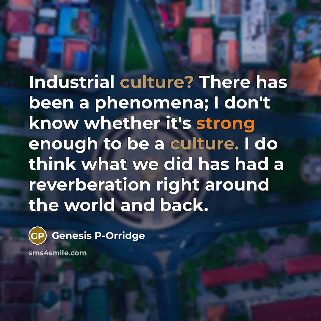 “Industrial culture? There has been a phenomena; I don't know…” quote by Genesis P-Orridge