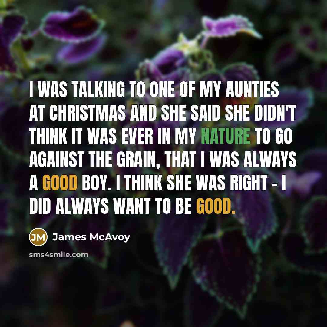 “I was talking to one of my aunties at Christmas…” quote by James McAvoy
