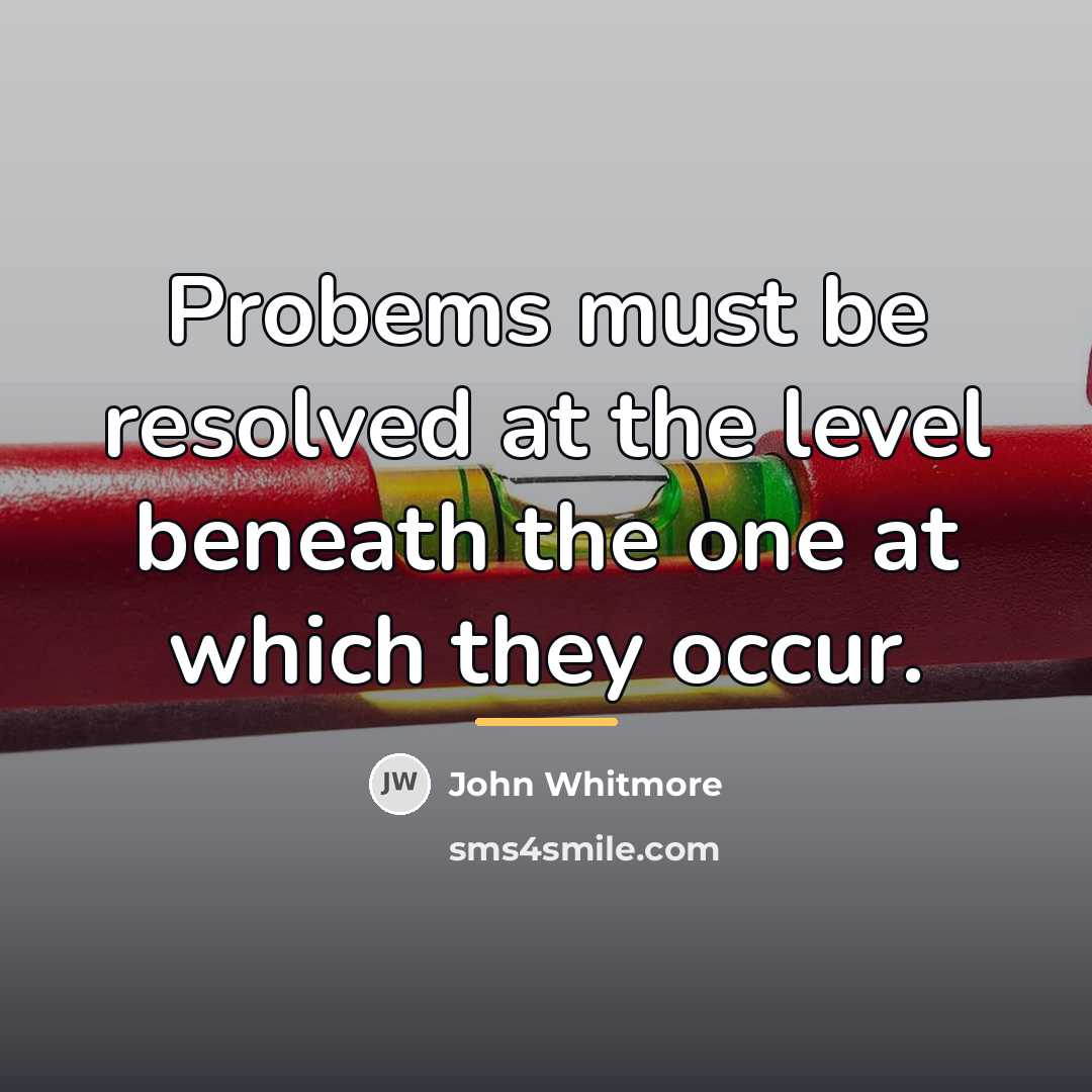 “Probems must be resolved at the level beneath the one…” quote by John Whitmore