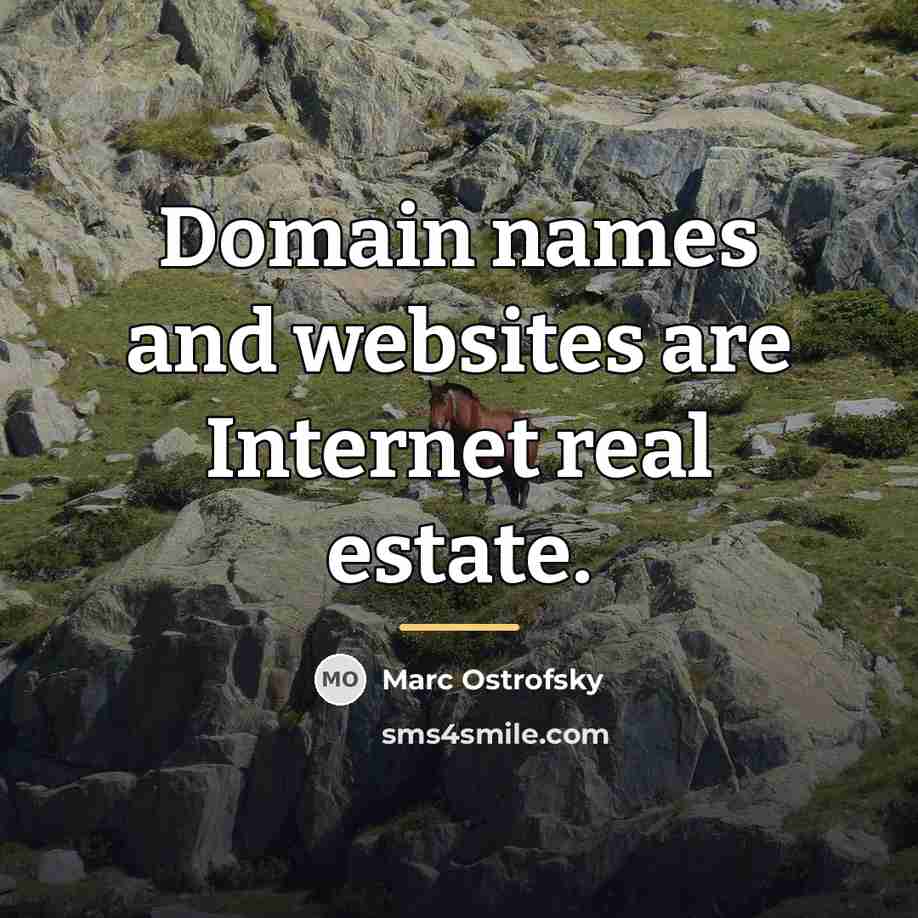 “Domain names and websites are Internet real estate.…” quote by Marc Ostrofsky