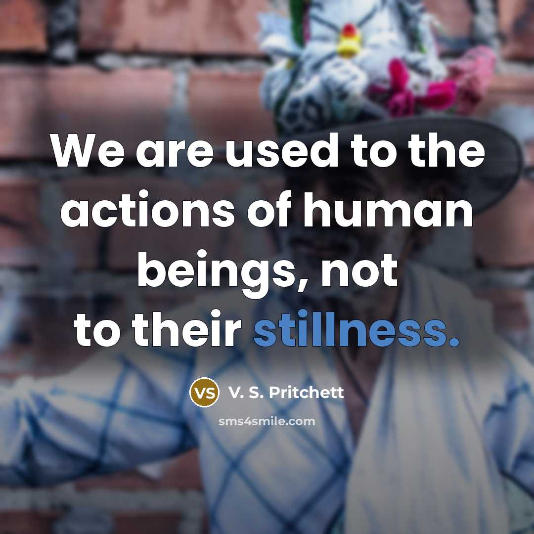 “We are used to the actions of human beings, not…” quote by V. S. Pritchett