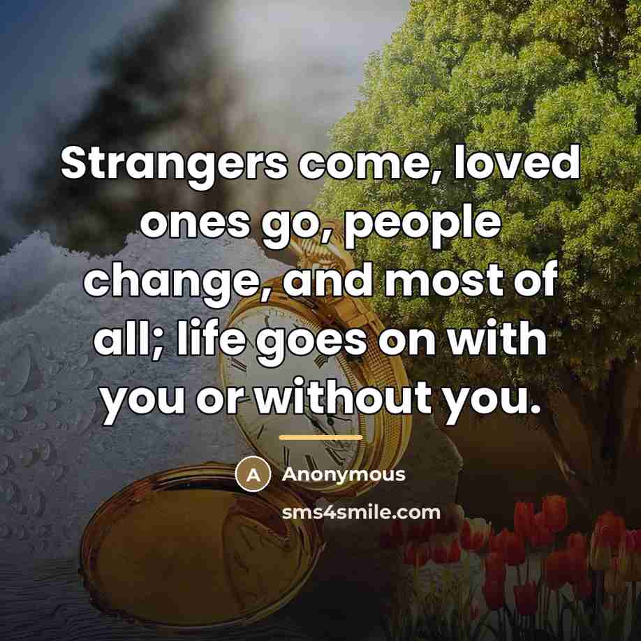 “Strangers come, loved ones go, people change, and most of…” quote by Anonymous
