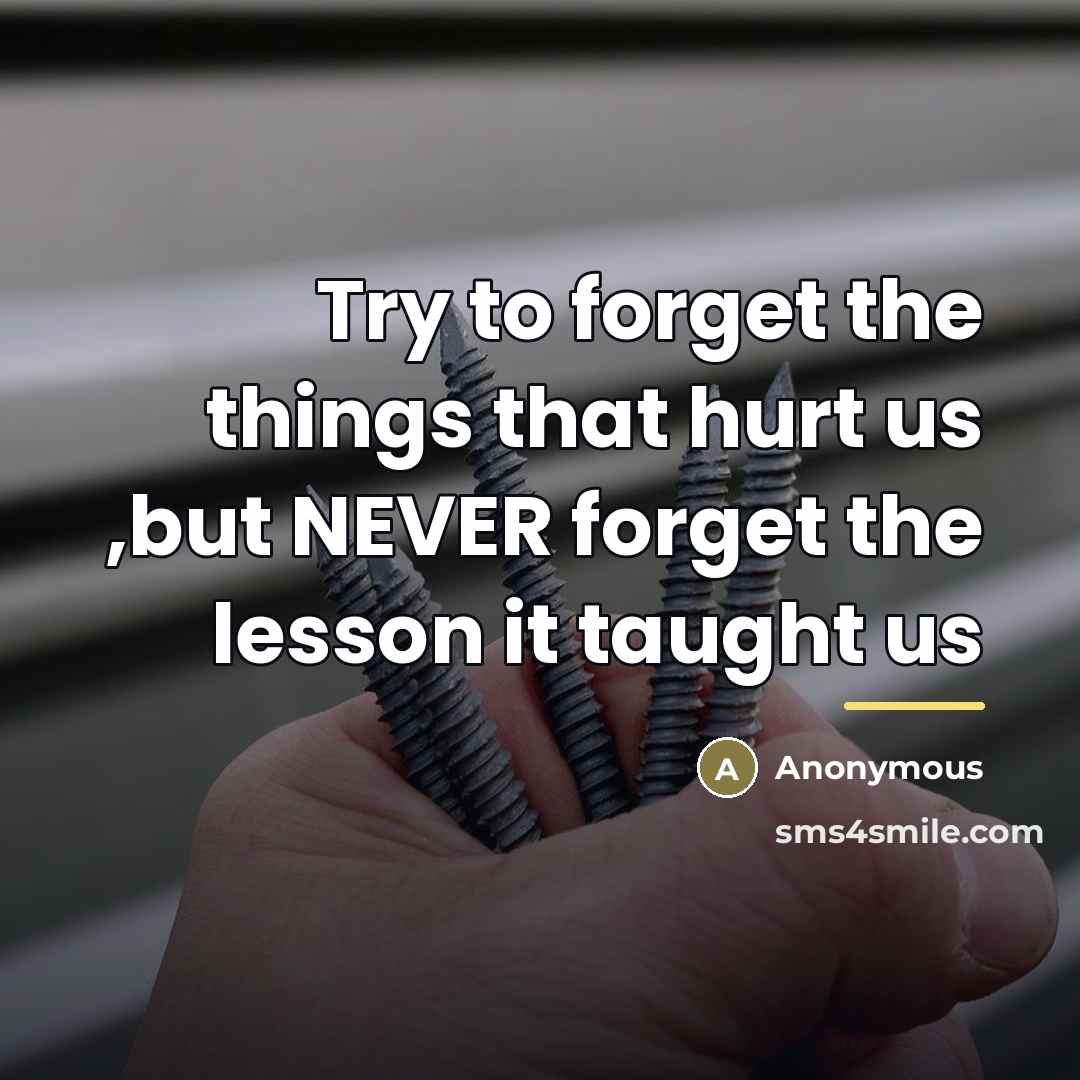 “Try to forget the things that hurt us ,but NEVER…” quote by Anonymous