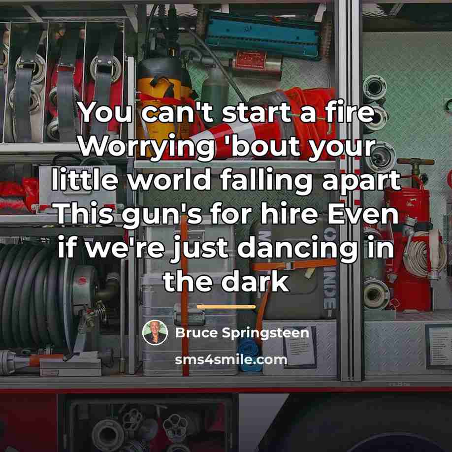 “You can't start a fire Worrying 'bout your little world…” quote by Bruce Springsteen